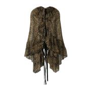 Dierenprint Wollen Cape Saint Laurent , Brown , Dames