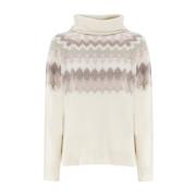 Geometrisch Patroon Turtleneck Jumper Panicale , Beige , Dames