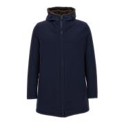 Blauwe Parka met Nepbont Voering Herno , Blue , Heren