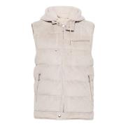 Gewatteerde Suede Gilet Laagjesontwerp Eleventy , Beige , Heren