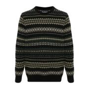 Fairisle Crew Neck Sweater Barbour , Black , Heren