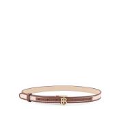 Gouden Metalen Gesp Leren Stoffen Riem Burberry , Beige , Dames