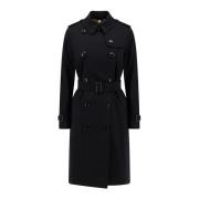 Klassieke Katoenen Trenchcoat met Ruit Burberry , Black , Dames