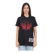 Zwart Logo Print T-shirt Dsquared2 , Black , Dames