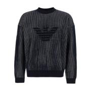 Adelaar Logo Sweaters Emporio Armani , Blue , Heren