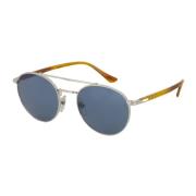 Stijlvolle ronde zonnebril in zilver Persol , Gray , Unisex