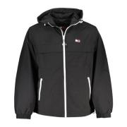 Sportieve Hoodie Zwart Polyester Logo Tommy Hilfiger , Black , Heren