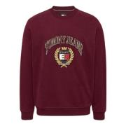 Bordeaux Katoenen Sweater Iconisch Embleem Tommy Hilfiger , Red , Here...