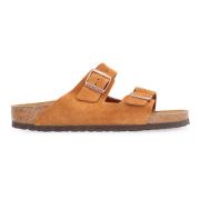 Leren Buckle Slides Birkenstock , Brown , Heren