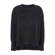 Donkergrijze Crewneck Cashmere Sweater Plain Units , Gray , Dames