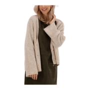 Zachte Wol Vest Cardigan Gebreid Summum Woman , Beige , Dames