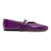 Paarse Leren Platte Schoenen met Gesp Paris Texas , Purple , Dames