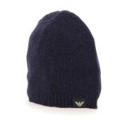 Kasjmier Navy Blue Ribbed Edge Hat Emporio Armani , Blue , Heren