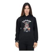 Zwarte Hoodie met Teddy Print Barrow , Black , Dames