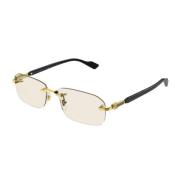 Stijlvolle Randloze Zonnebril in Goud Zwart Gucci , Yellow , Unisex