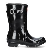 Korte Originele Regenlaars Glanzend Zwart Hunter , Black , Dames