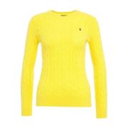 Gele Cable Knit Sweater Aw24 Ralph Lauren , Yellow , Dames