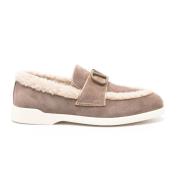 Bruine Suède Loafers met VLogo Signature Valentino , Brown , Dames