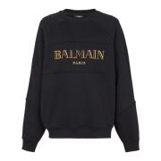 Vintage Geborduurde Loose Fit Sweater Balmain , Black , Heren