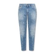 Blauwe Katoenen Denim Jeans Dolce & Gabbana , Blue , Heren