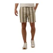 Heren Linen Stripe Chino Shorts Cast Iron , Green , Heren