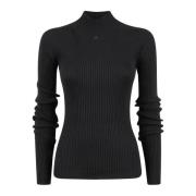 Rib Mockneck Solar Light Sweater Courrèges , Black , Dames