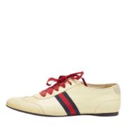 Pre-owned Leather sneakers Gucci Vintage , Beige , Dames