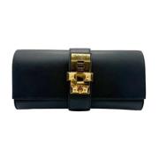 Pre-owned Leather clutches Hermès Vintage , Black , Dames