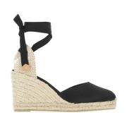 Zwarte Canvas Sleehak Sandalen Castañer , Black , Dames