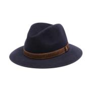 Navy Blauwe Wollen Hoed Borsalino , Blue , Heren