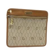 Pre-owned Leather pouches Dior Vintage , Beige , Dames