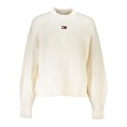 Wit Langemouw Hoge Hals Geborduurde Top Tommy Hilfiger , White , Dames