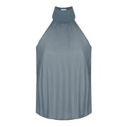 Geplooide Top met Hoge Hals Patrizia Pepe , Blue , Dames