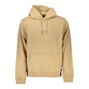 Hoodie Beige Logo Print Tommy Hilfiger , Beige , Heren