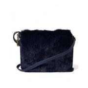 Exclusieve Donkerblauwe Bont Schoudertas Dolce & Gabbana , Blue , Dame...