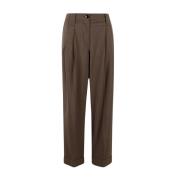 Melange Plooi Losse Broek Ganni , Brown , Dames