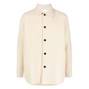 Parel Wol Overshirt Klassieke Pasvorm Italië Jil Sander , White , Here...