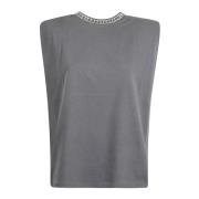 Kristal Ronde Hals Mouwloos T-shirt Golden Goose , Gray , Dames