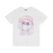 Grafische Print Cocktail T-Shirt Ganni , White , Dames