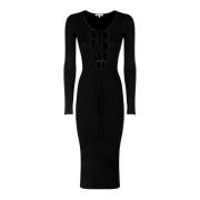 Zwarte Midi Jurk met Kant Patrizia Pepe , Black , Dames