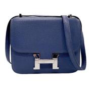 Pre-owned Leather shoulder-bags Hermès Vintage , Blue , Dames