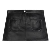 Vintage Leren Mini-Rok Courrèges , Black , Dames