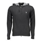 Zwarte Hoodie met Rits en Geborduurd Logo U.s. Polo Assn. , Black , He...