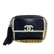 Pre-owned Leather crossbody-bags Chanel Vintage , Blue , Dames