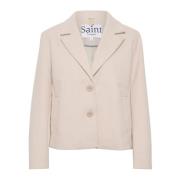 Viviansz Short Coat Jas Crème Melange Saint Tropez , Beige , Dames