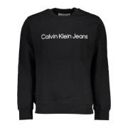 Zwarte Sweatshirt met Lange Mouwen en Logo Print Calvin Klein , Black ...