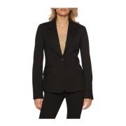 Logo Button Blazer - Zwart Slim Fit Guess , Black , Dames