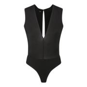 Zwarte Diepe V-hals Body Pinko , Black , Dames