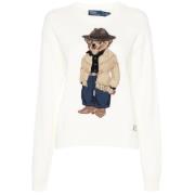 Intarsia-Knit Polo Bear Pullover Jumper Ralph Lauren , Beige , Dames