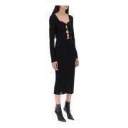 Gebreide Midi Jurk met Uitsparingen Tom Ford , Black , Dames